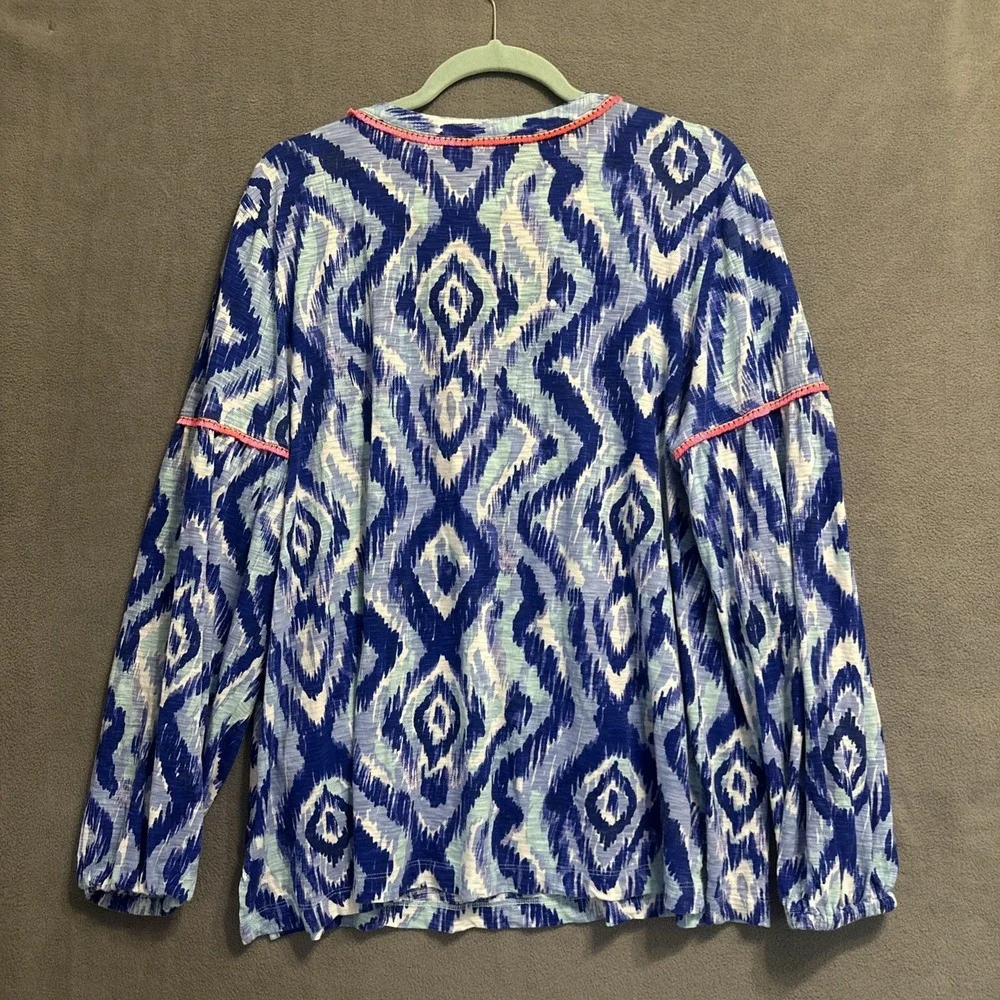 Lilly Pulitzer Kalissa Knit Tunic Top Size XL Blue Skipped a Beach Resort Preppy - Picture 5 of 10